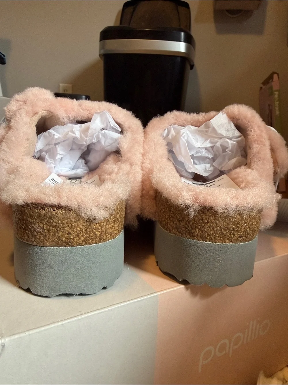 Birkenstock pink Arizona big buckle papillio teddy